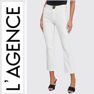 NWOT L'AGENCE Ultra-High-rise Straight Leg, Mira White Gold Button Jeans Size 26